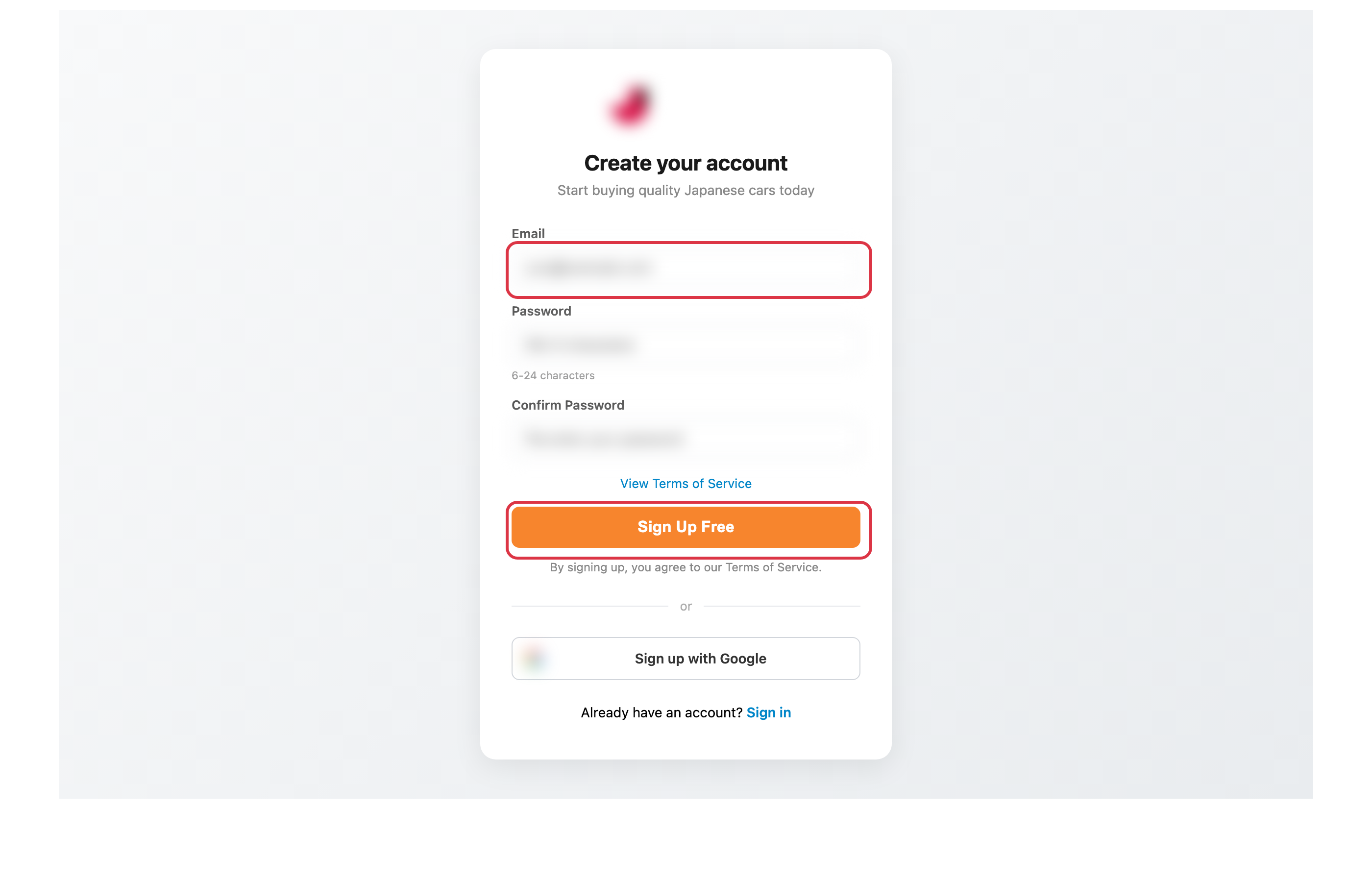 Buyer registration form