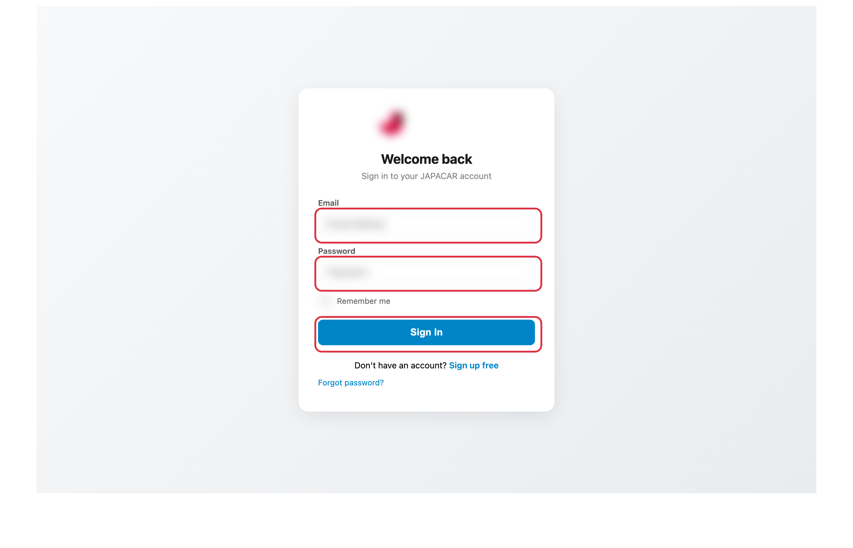 Buyer sign-in screen